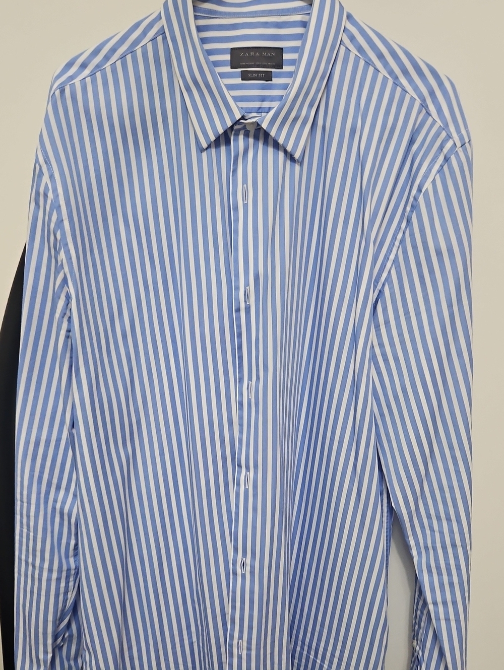 Zara Light Blue and White Vertical Stripe Dress Shirt